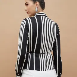 Code by Lifestyle Black Polyester Regular Fit Stripes Top image 2