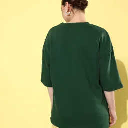 Difference of Opinion Dark Green Fleece Oversized Sweatshirt image 2