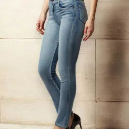 Miss Chase Light Blue Regular Length Light Wash Twill Tape Detailing Denim Stretchable Jeans image 2