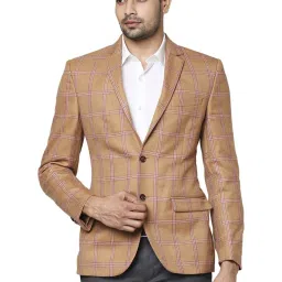 Park Avenue Orange Regular Fit Checks Blazers image 1