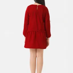 Under Fourteen Only Kids Maroon Embellished Full Sleeves Dress image 2