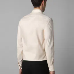 Louis Philippe Beige Cotton Regular Fit Texture Shirt image 2