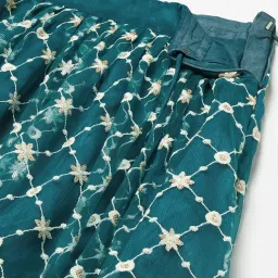 READIPRINT FASHIONS Teal Green Embroidered Unstitched Lehenga Choli Set With Dupatta image 5