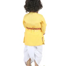 BownBee Kids Yellow Cotton Patch Work Kurta & Dhoti image 2