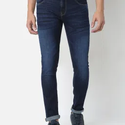 Spykar Dark Blue Super Skinny Fit Lightly Washed Jeans image 1