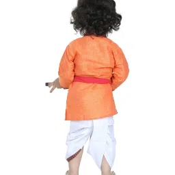 BownBee Kids Orange Cotton Patch Work Kurta & Dhoti image 2