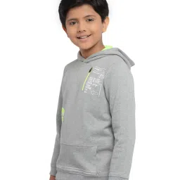 Under Fourteen Only Kids Grey Printed Full Sleeves Sweatshirt image 3