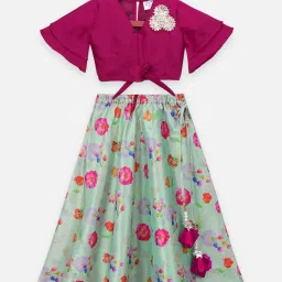 LilPicks Kids Maroon & Green Regular Fit Lehenga Choli image 1