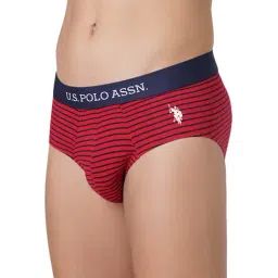 U.S. Polo Assn. Bistro Green & Red Cotton Regular Fit Striped Briefs - Pack Of 2 image 4