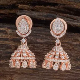 Kushal's Fashion Jewellery White Rose Gold Tone Plated Earrings for Women-picture-14