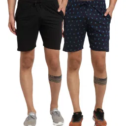 Vimal Jonney Navy & Black Regular Fit Printed Shorts - Pack of 2 image 1