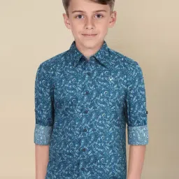 Allen Solly Kids Blue Printed Slim Fit Shirt-image-78