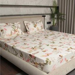 Urban Space Serene Peach Cotton 200 TC King Size Bedsheet With Pillow Covers-picture-16