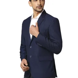 Park Avenue Navy Super Slim Fit Self Pattern Blazers image 3