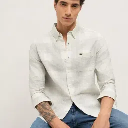 The Bear House White Cotton Checked Regular Fit Shirt-image-23