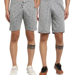 Vimal Jonney Grey Regular Fit Printed Shorts - Pack of 2 image 1