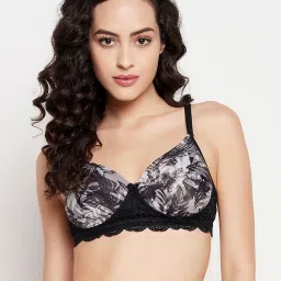 Clovia Black Polyamide Printed Full Coverage T-Shirt Bra image 1