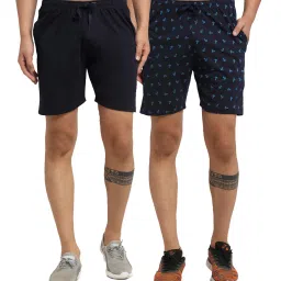 Vimal Jonney Navy Regular Fit Printed Shorts - Pack of 2 image 1