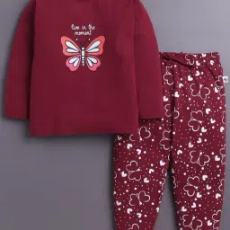 Bumzee Kids Wine Cotton Printed Pyjama Sets-picture-34