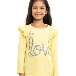 Under Fourteen Only Kids Yellow Floral Print Full Sleeves Top image 1
