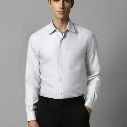 Louis Philippe White Cotton Regular Fit Checks Shirt-picture-25