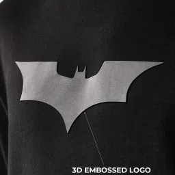 The Souled Store Black Batman: 3D Logo Hooded Sweatshirt image 4