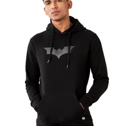 The Souled Store Black Batman: 3D Logo Hooded Sweatshirt image 1