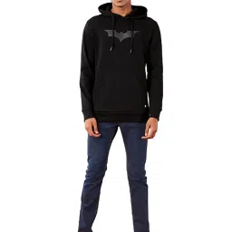 The Souled Store Black Batman: 3D Logo Hooded Sweatshirt image 5