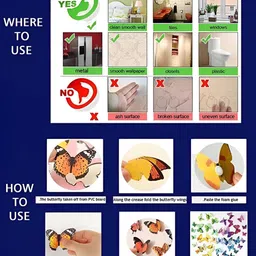 INDIAN ROYALS 12-Pcs White & Yellow 3D Butterfly Self-AdhesiveWallStickers image 5