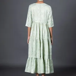 W Mint Green Floral Print A-Line Dress image 2