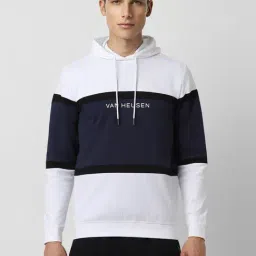 Van Heusen White Regular Fit Colour Block Hooded Sweatshirt-picture-16