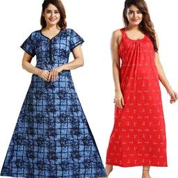 Inner Beats Women Pack Of 2 Multicoloured Cotton Blend Nightdress-picture-14
