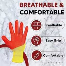 Robustt Polyester and Nylon Cut Resistant Gloves Black and Brown Color, Standard Size, ‎HALF-COATED-GLOVES (Pack of 100 Pair) image 5