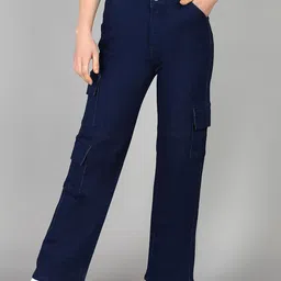 Crazeis Women Comfort Wide Leg High-Rise Light Fade Acid Wash Stretchable Jeans-image-70