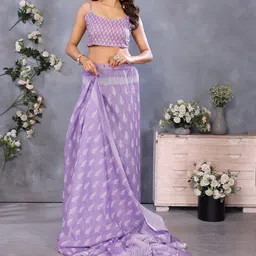 Elora Ethnic Motifs Printed Ready To Wear Saree With Unstitched Blouse image 4