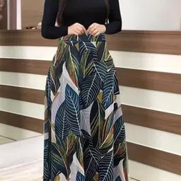 KPOP Printed A-Line Maxi Skirt image 1