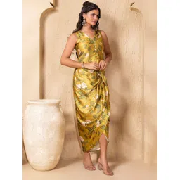MABISH by Sonal Jain Floral Printed V-Neck Waistcoat & Dhoti Skirt Co-Ords image 5