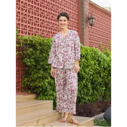 SAY Multi Pure Cotton Printed Night Suit For Women (Set of 2)-picture-10