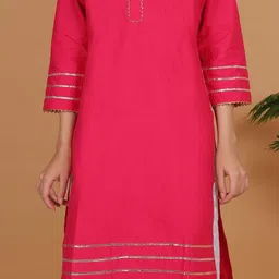 Mytrendzs Women Pink Pure Cotton Kurti & Palazzos With Dupatta image 3