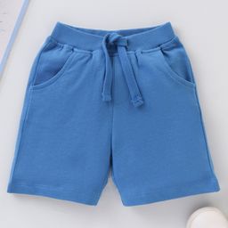 Babyhug Cotton Knit Knee Length Solid Color Shorts - Blue-picture-37