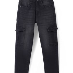 Pine Kids Full Length Cargo fit Washed Denim - Black-picture-26