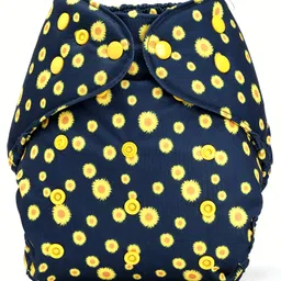 Bumberry Adjustable Reusable Cloth Diaper Cover With Insert Sunflower Print - Blue-picture-22