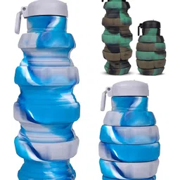 YAMAMA Silicone Sipper Bottle Bottle Grenade Expandable Water Bottle for Home, Office, Gym, Trekking, BPA Free Food-Grade Collapsible Leak Proof Portable Travel Water Bottle 500ml (Pack of 1 Color May Vary)-image-43