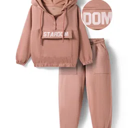 OLLINGTON ST. Knit Full Sleeves Hooded Sweatshirt & Joggers - Brown-picture-12