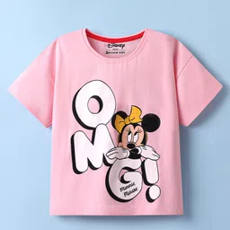 kookie kids india disney Kookie Kids Disney Single Jersey Knit Half Drop Shoulder Sleeves T-Shirt with Minnie Mouse Graphics - Pink-picture-32