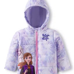 Babyhug Disney Woven Full Sleeves Hooded Padded Jacket with Elsa & Anna Graphic - Multicolor-picture-24