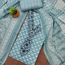 Panzora Floral Printed Embellished Cotton Unstitched Dress Material-image-74