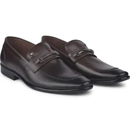 FEET FIRST Men Brown Leather Formal Slip-On Round Toe Comfortable Loafers-image-80