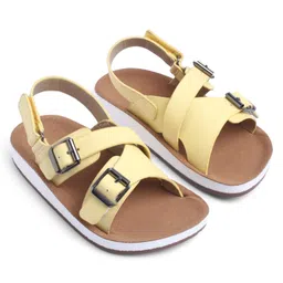 Pine Kids Solid Sandals with Velcro Closure - Yellow image 2