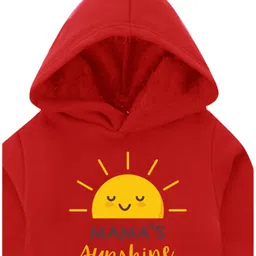 KAVEE Full Sleeves Mamas Sunshine Text Printed Hooded Sweatshirt - Red image 4